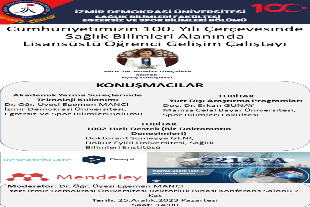 Egzersiz ve Spor Bilimleri Bölümü tarafından: Sağlık ve Spor Alanında Lisans Üstü Öğrenci Çalıştayı gerçekleştirildi
